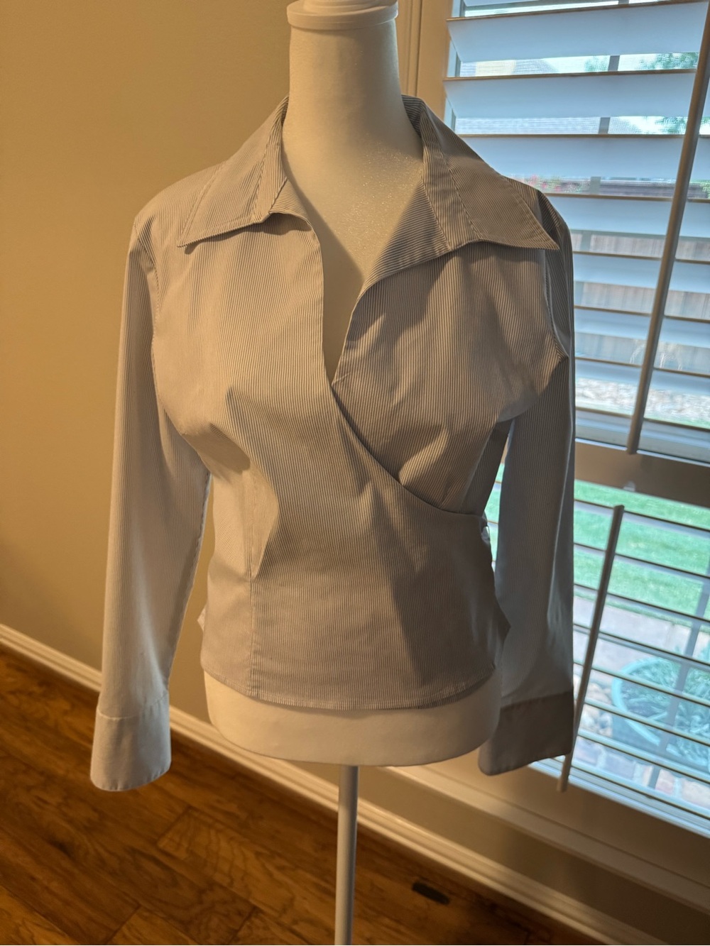 Express Light Blue Wrap-Front Button Down Shirt